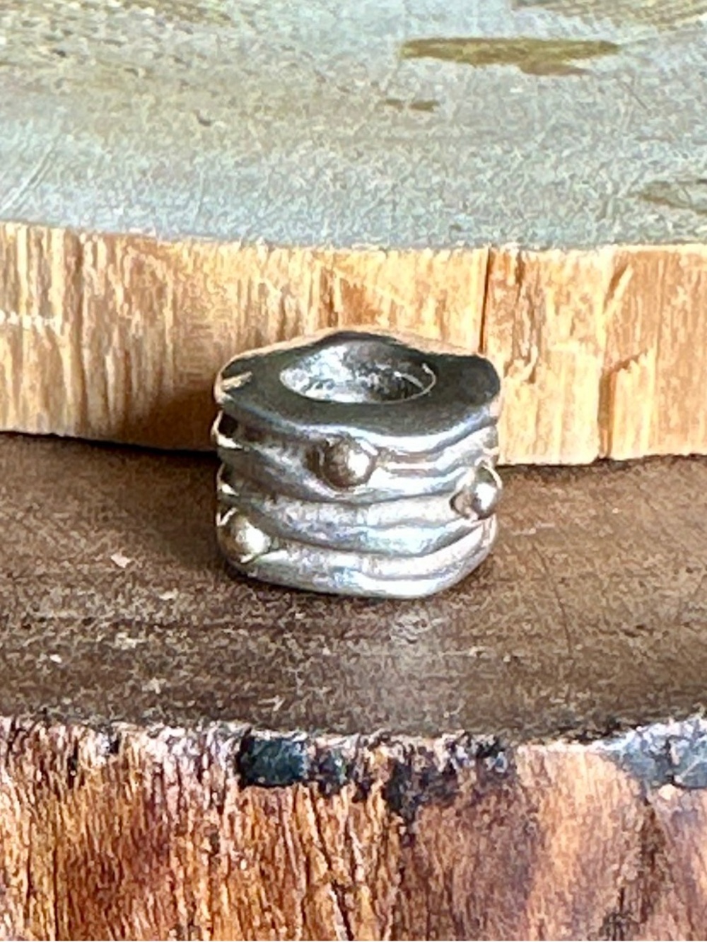 Retired Pandora Two-Tone Wavy Ripple Charm - Picture 2 of 4
